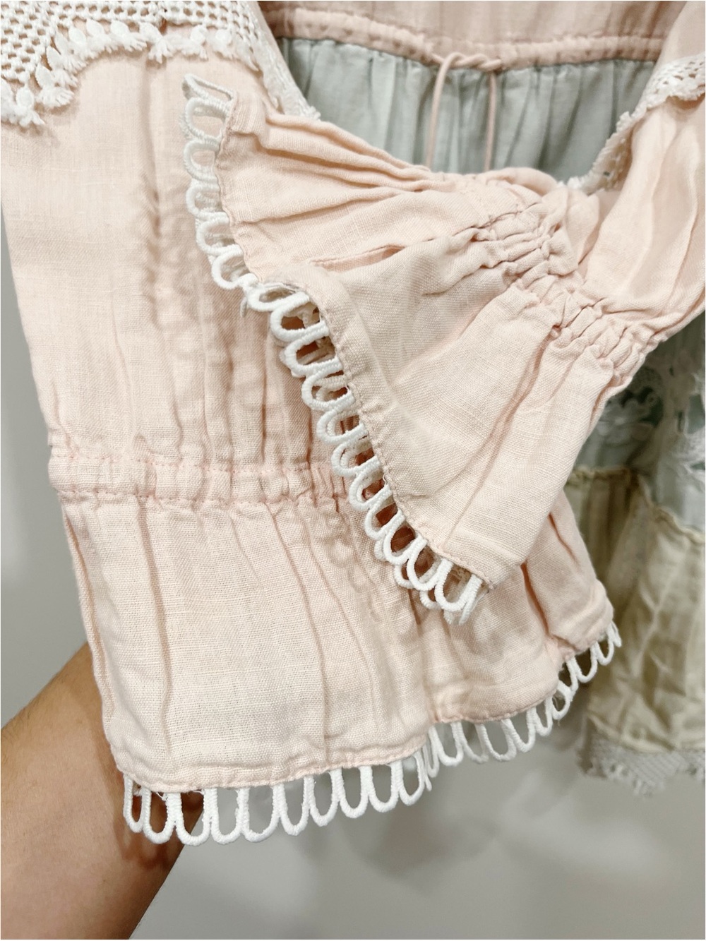 Hemant & Nandita Boho Lace Mini Dress XS Pink Blue Embroidered Tunic - Picture 7 of 15